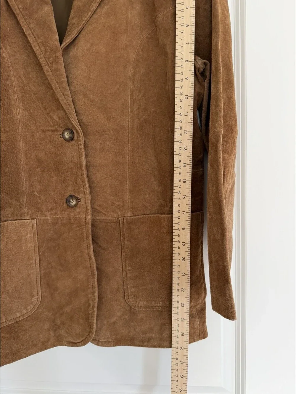 VTG St. John's Bay Brown Suede Genuine Leather 2 Button Blazer Jacket Women's S - Picture 4 of 6
